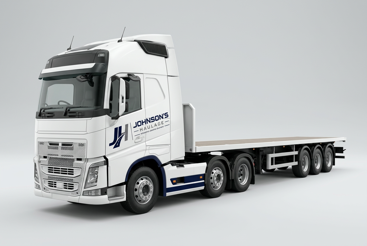 Flatbed trailer — representative vehicle type arranged by Johnson's Haulage